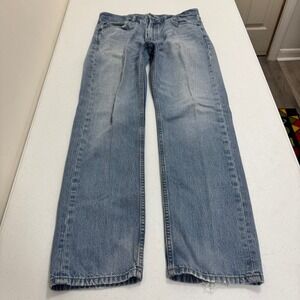 Levis 505 Regular Fit Straight Leg Light Wash Blue Jeans W33 L32 Distressed